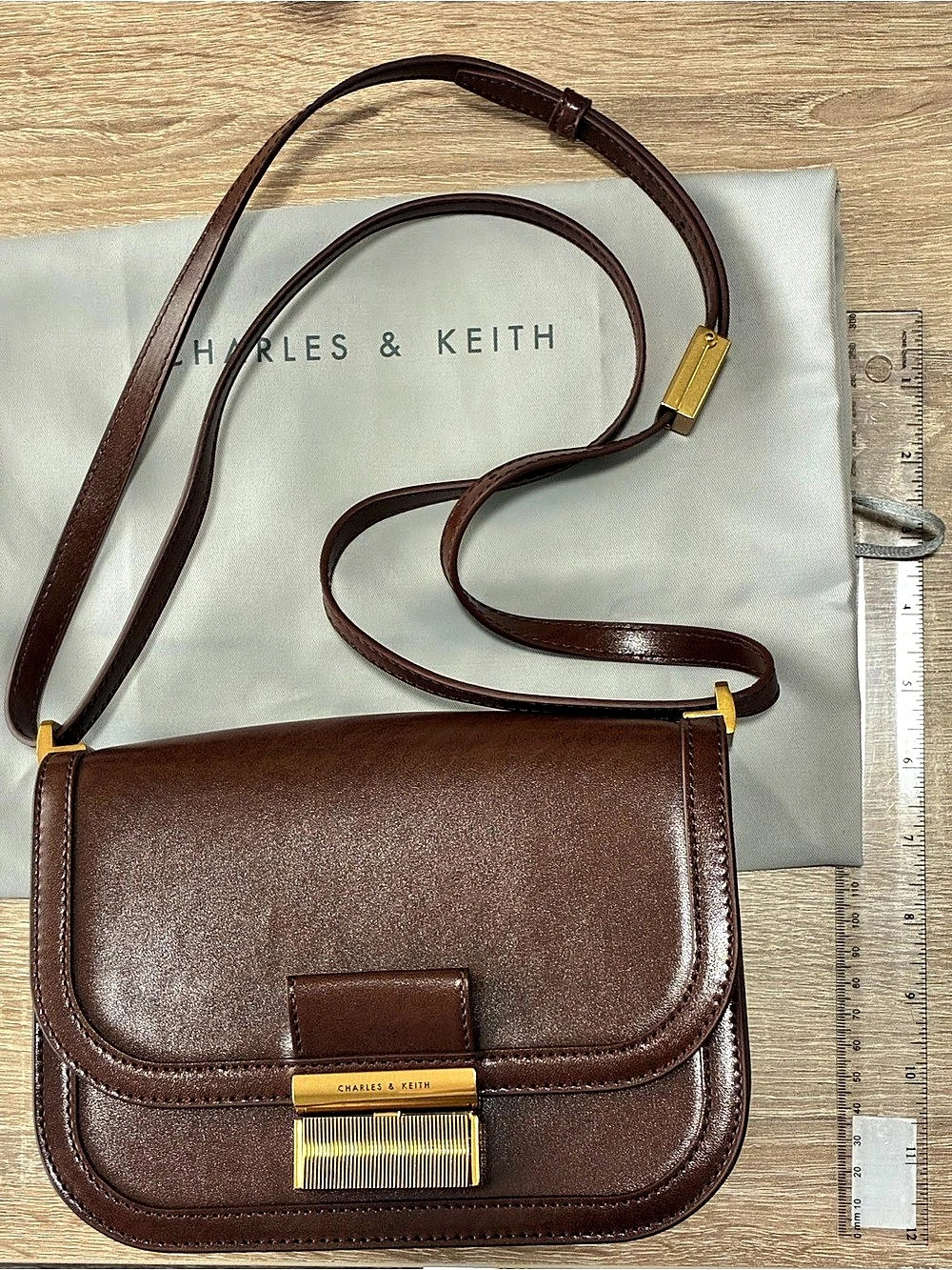 Charles & Keith Charlot Dark Brown Crossbody Bag